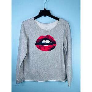 Desert Dreamer long-sleeve sweatshirt geometric pixelated red lips graphic large
